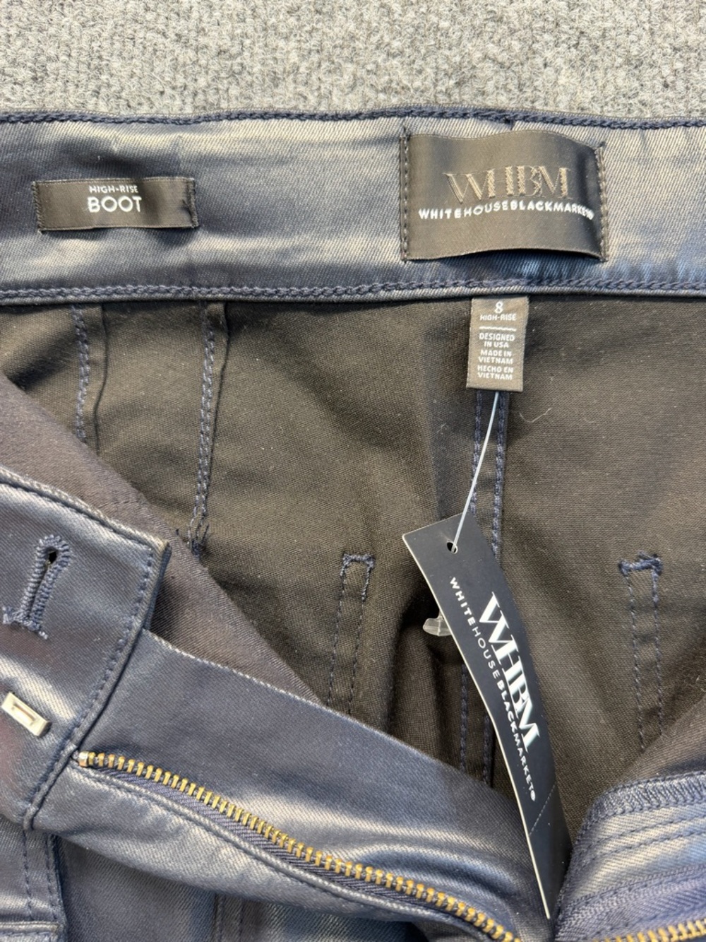WHBM Coated Cargo Boot Jeans in Coated Officer Blue - Size 8 (NWT) - Picture 6 of 12